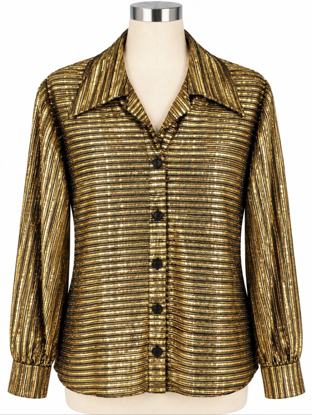 California Costumes Men's Disco Shirt Sz M Gold Metallic 70s Halloween Party